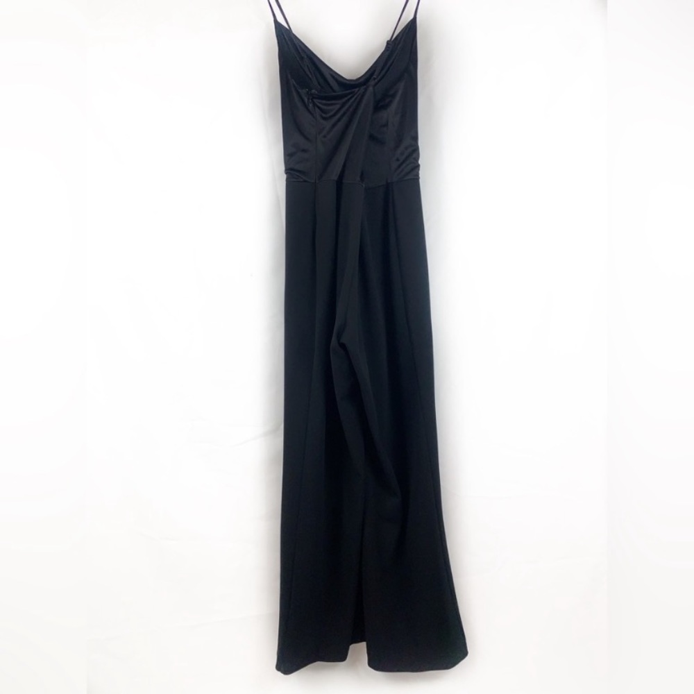 Express black silky cowl neck jumpsuit wide leg pants spaghetti strap S